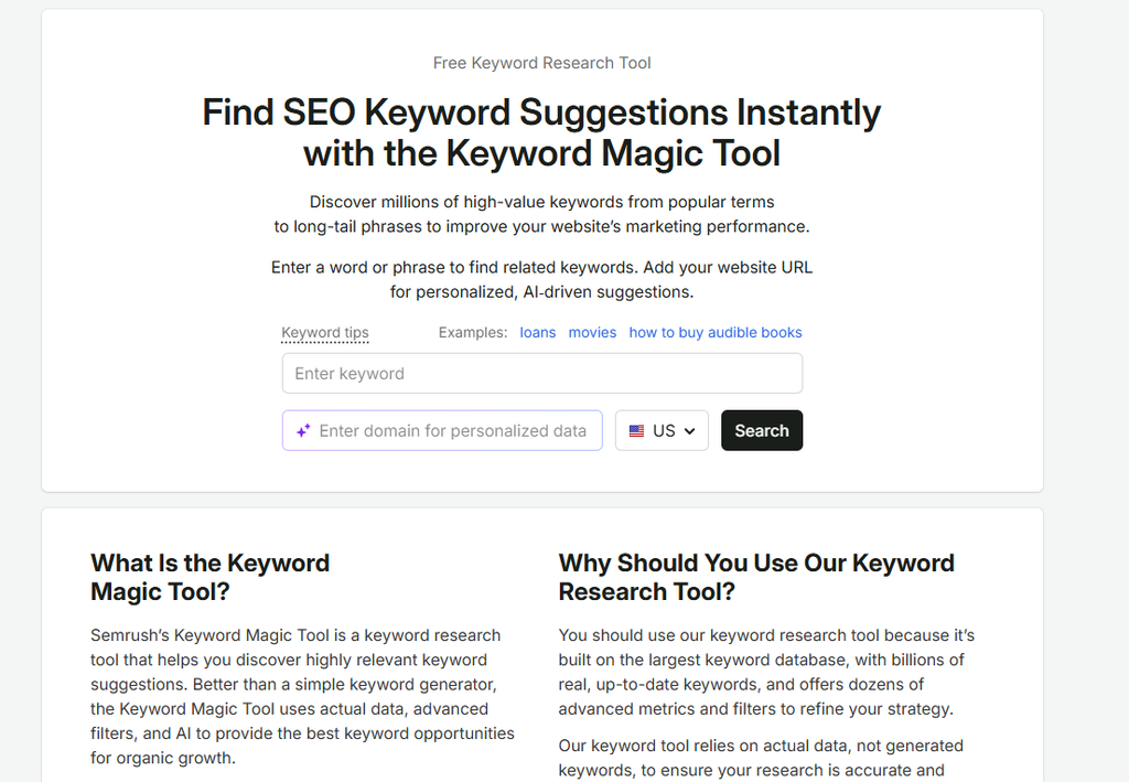 SemRush Keyword Research SemRush Keyword Research